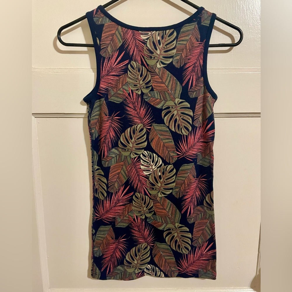 Hawaiian Print Cotton Ribbed Tank - Picture 3 of 4